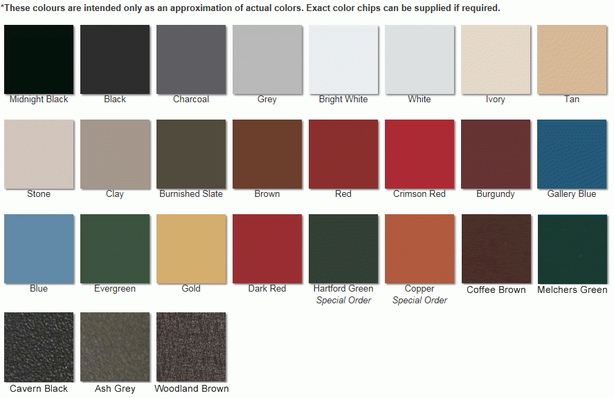 Colour chart for agricultural buildings